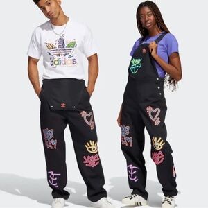 *NWT* adidas Originals  •  Unisex "Love Unites" Black/Graphic Overalls, Size L